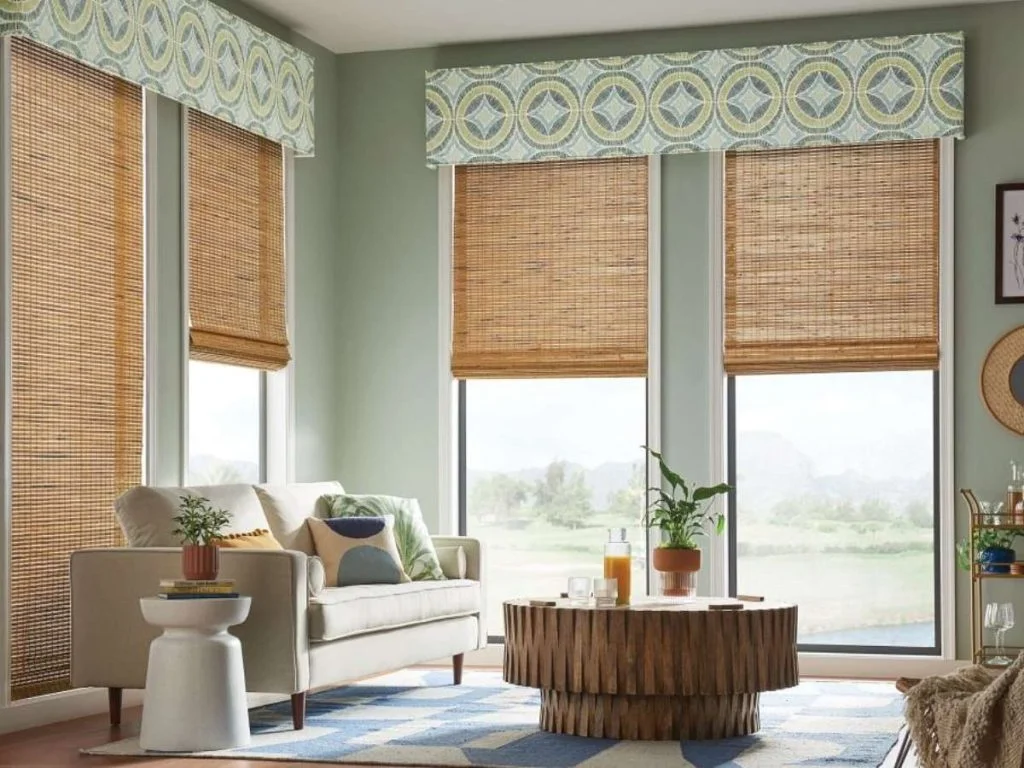 Fabric cornice with upholstered texture